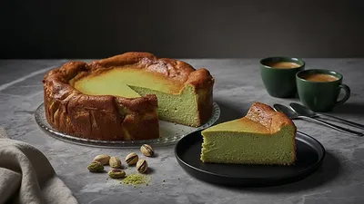 TARTA DE QUESO CON PISTACHO