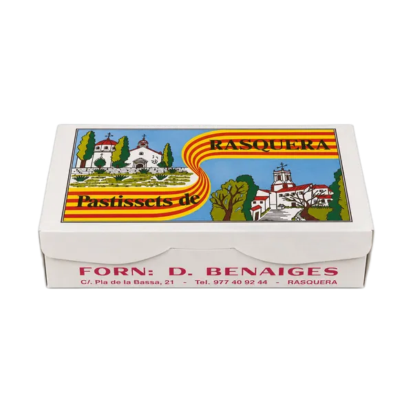 Caixa de pastissets de Rasquera del Forn D. Benaiges