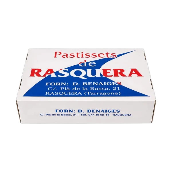 Caixa de pastissets de Rasquera a granel del Forn D. Benaiges